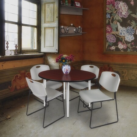 Regency Kahlo Round Table & Chair Sets, 48 W, 48 L, 29 H, Wood, Metal, Polypropylene Top, Mahogany TPL48RNDMHCM44GY